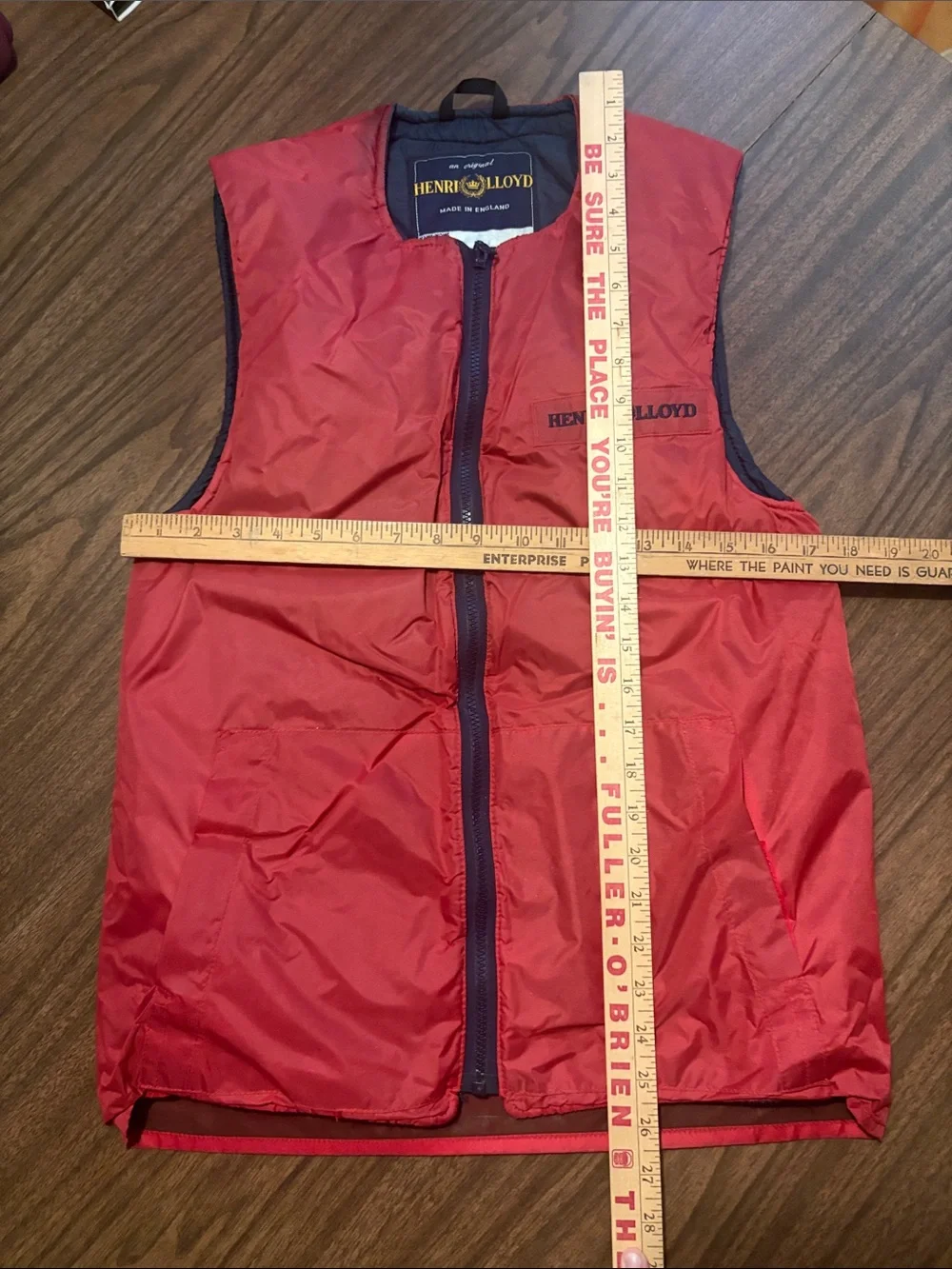 Henri Lloyd XS VINTAGE Red Technical Vest with Navy Zip